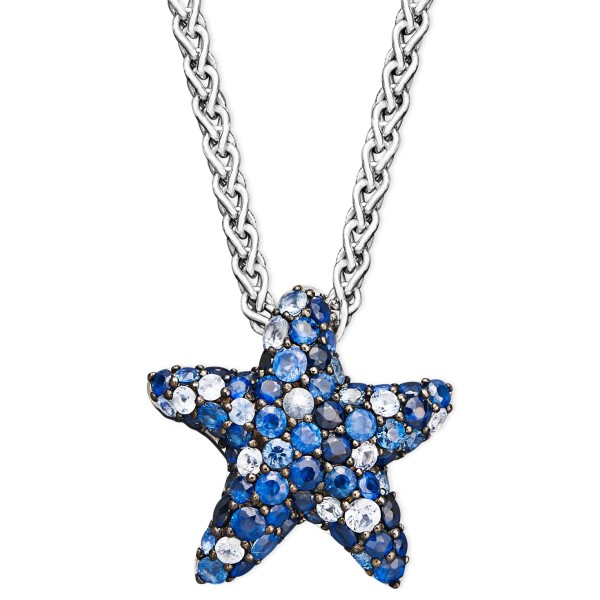 Multicolor Sapphire Pave Starfish Pendant Necklace in Sterling Silver (2-3/4 ct. t.w.)