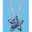 Multicolor Sapphire Pave Starfish Pendant Necklace in Sterling Silver (2-3/4 ct. t.w.)