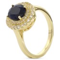 Sapphire (2 ct. t.w.) & White Topaz (1/2 ct. t.w.) Halo Ring in Gold-Plated Sterling Silver