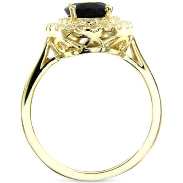 Sapphire (2 ct. t.w.) & White Topaz (1/2 ct. t.w.) Halo Ring in Gold-Plated Sterling Silver