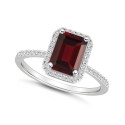 Garnet (1-9/10 ct. t.w.) and White Sapphire (1/4 ct. t.w.) Halo Ring in 10K White Gold