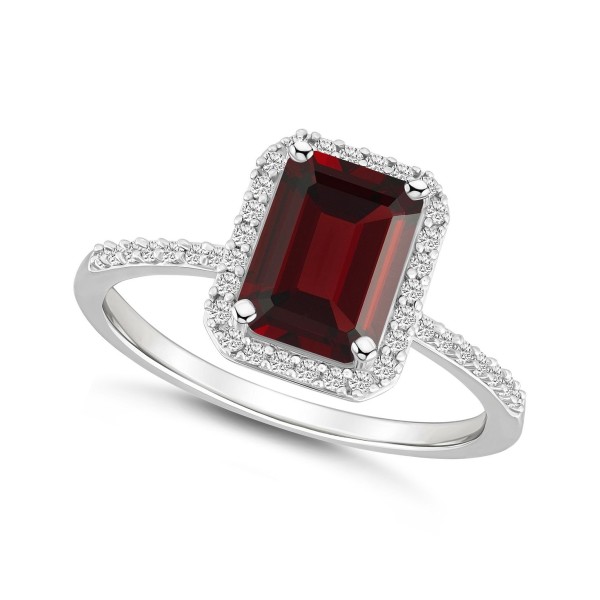 Garnet (1-9/10 ct. t.w.) and White Sapphire (1/4 ct. t.w.) Halo Ring in 10K White Gold