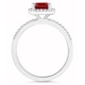 Garnet (1-9/10 ct. t.w.) and White Sapphire (1/4 ct. t.w.) Halo Ring in 10K White Gold