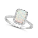 Created Opal (3/4 ct. t.w.) and Created Sapphire (1/4 ct. t.w.) Halo Ring in 10K White Gold