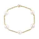 Cultured Freshwater Pearl (9mm) Link Bracelet in 14k Gold