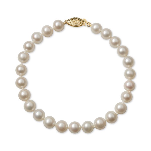 Cultured Freshwater Pearl Bracelet (6mm) in 14k Gold