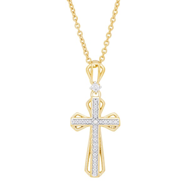 Women's Diamond Accent Cross Pendant Necklace