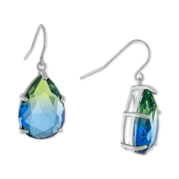 Color Crystal Drop Earrings in Sterling Silver