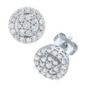 Diamond Halo Cluster Stud Earrings (1/2 ct. t.w.) in Sterling Silver