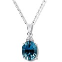 Blue Topaz (3 ct. t.w.) & Diamond (1/20 ct. t.w.) Pendant Necklace in 14k White Gold, 16