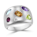 Multi-Gemstone (2 ct. t.w.) & Diamond (1/20 ct. t.w.) Statement Ring in Sterling Silver