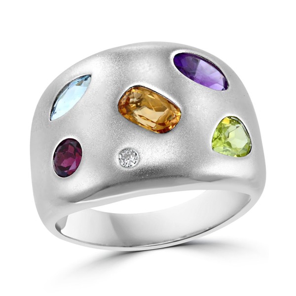 Multi-Gemstone (2 ct. t.w.) & Diamond (1/20 ct. t.w.) Statement Ring in Sterling Silver