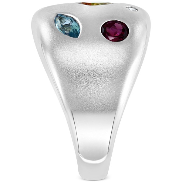 Multi-Gemstone (2 ct. t.w.) & Diamond (1/20 ct. t.w.) Statement Ring in Sterling Silver