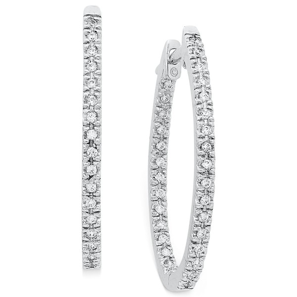 Diamond Oval In-and-Out Hoop Earrings in 14k White Gold (1/2 ct. t.w.)