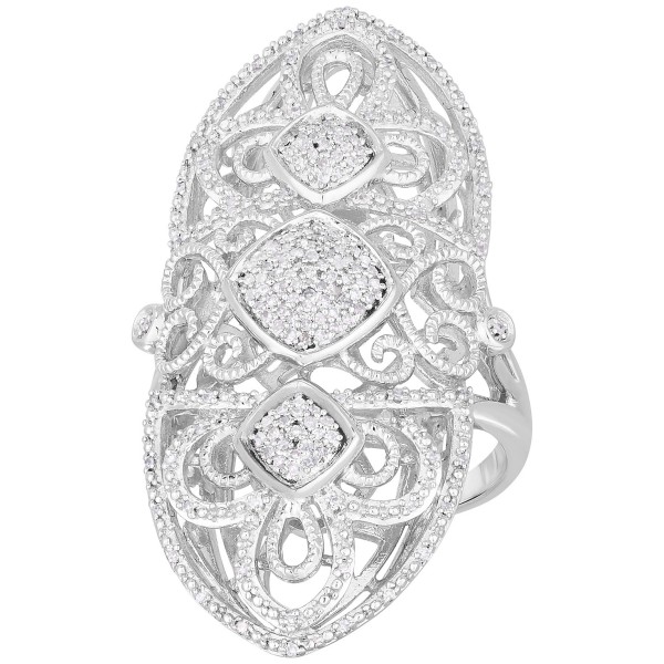 Diamond Filigree Statement Ring (1/4 ct. t.w.) in Sterling Silver