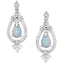 Opal (1/6 ct. t.w.) & Diamond (1/6 ct. t.w.) Drop Earrings in Sterling Silver