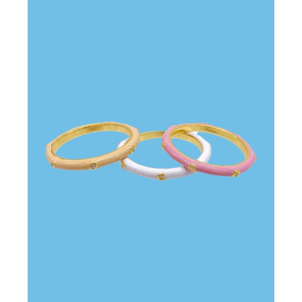 Enamel Trio Ring Set