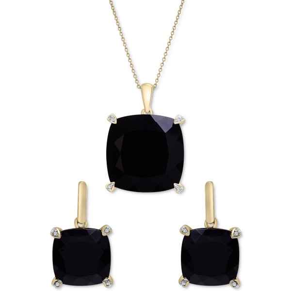 Onyx & Diamond Accent Necklace & Earrings Collection in 14k Gold-Plated Sterling Silver and Sterling Silver