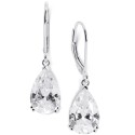 Cubic Zirconia Teardrop Leverback Drop Earrings in 14k White Gold