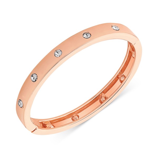 Rose Gold-Tone Hinge Bracelet with Clear Stones