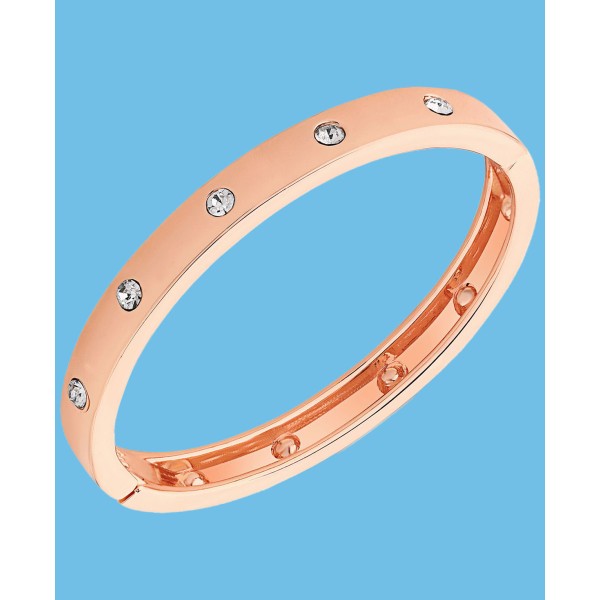 Rose Gold-Tone Hinge Bracelet with Clear Stones