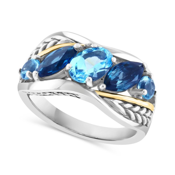 Blue Topaz (3 ct. t.w.) Ring in Sterling Silver & 18k Gold-Plate