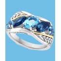 Blue Topaz (3 ct. t.w.) Ring in Sterling Silver & 18k Gold-Plate