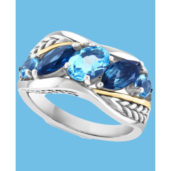 Blue Topaz (3 ct. t.w.) Ring in Sterling Silver & 18k Gold-Plate