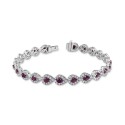 Ruby (4 ct. t.w.) & Diamond (3 ct. t.w.) Halo Link Bracelet in 14k White Gold