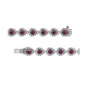 Ruby (4 ct. t.w.) & Diamond (3 ct. t.w.) Halo Link Bracelet in 14k White Gold