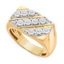 Men's Diamond Diagonal Cluster Ring (1/4 ct. t.w.) in 14k Gold-Plated Sterling Silver