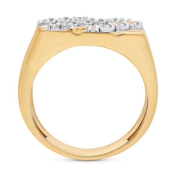 Men's Diamond Diagonal Cluster Ring (1/4 ct. t.w.) in 14k Gold-Plated Sterling Silver