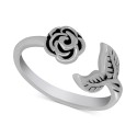 Floral Open Ring in Silver-Plate