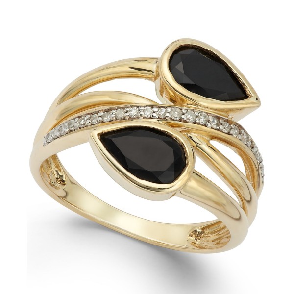 Onyx (1-3/8 ct. t.w.) and Diamond (1/10 ct. t.w.) Ring in 14k Gold