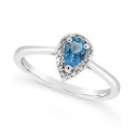 Blue Topaz (1/2 ct. t.w.) and Diamond Accent Pear Teardrop Ring in Sterling Silver