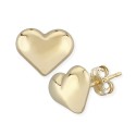 Puffed Heart Stud Earrings Set in 14k Gold (10mm)