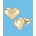 Puffed Heart Stud Earrings Set in 14k Gold (10mm)