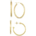 Set of Two Rope Hoop Earrings in 14k Gold Vermeil (Also in Sterling Silver)