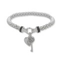 Boxed Heart and Key Stretch Bracelet