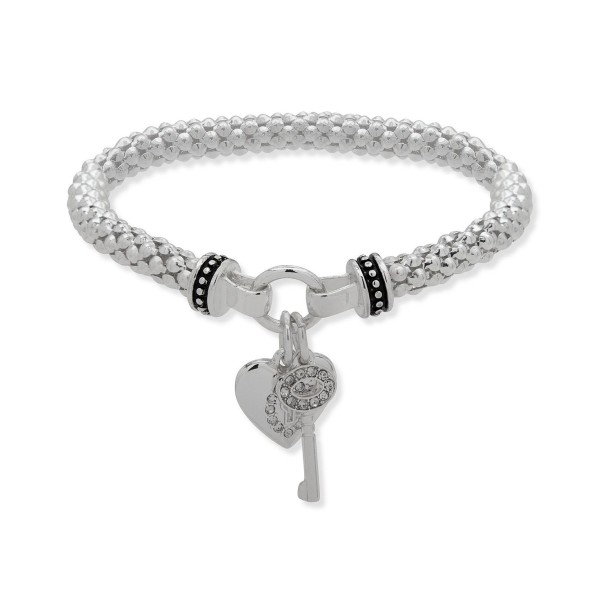 Boxed Heart and Key Stretch Bracelet