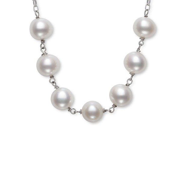 2-Pc. Set Black Cultured Freshwater Pearl (6-7mm) Collar Necklace & Matching Stud Earrings in Sterling Silver