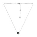 Black Cubic Zirconia & Enamel Cluster Pendant Necklace in Sterling Silver, 16