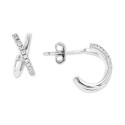 Cubic Zirconia Crossover Extra Small Huggie Hoop Earrings, 0.43