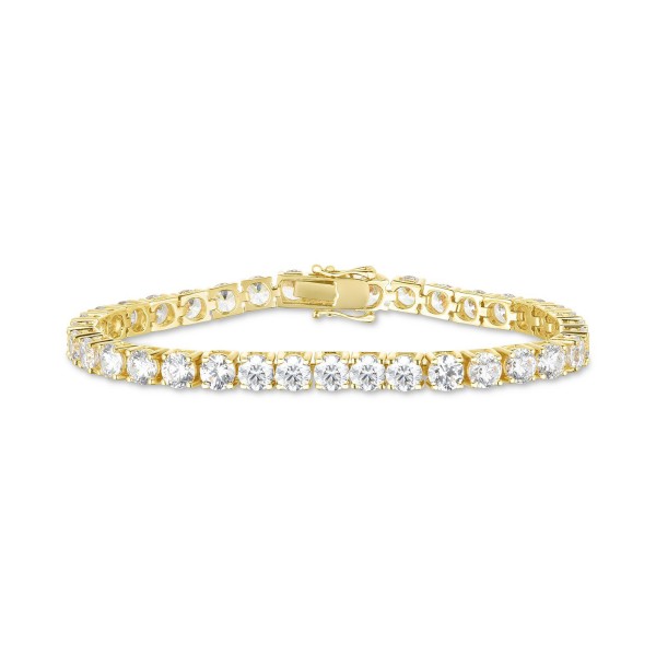 Cubic Zirconia Link Bracelet in 18k Gold-Plated Sterling Silver