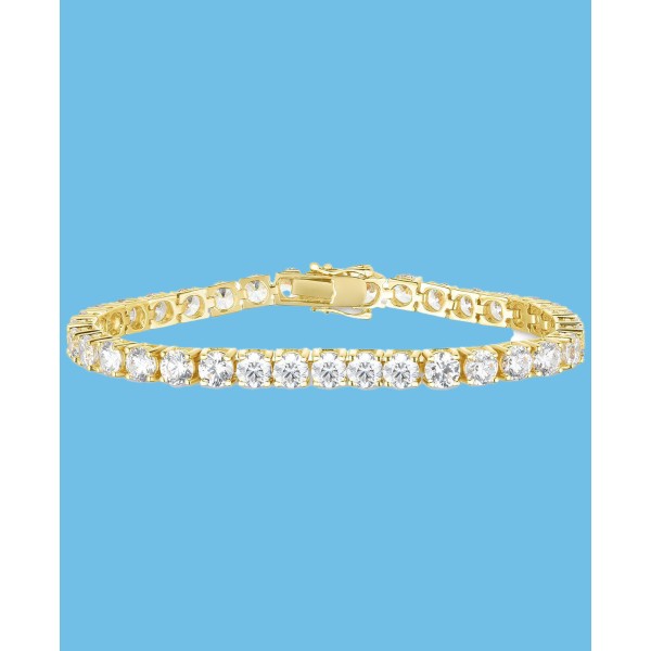 Cubic Zirconia Link Bracelet in 18k Gold-Plated Sterling Silver