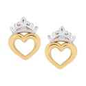 Children's Tiara Heart Stud Earrings in 14k Gold