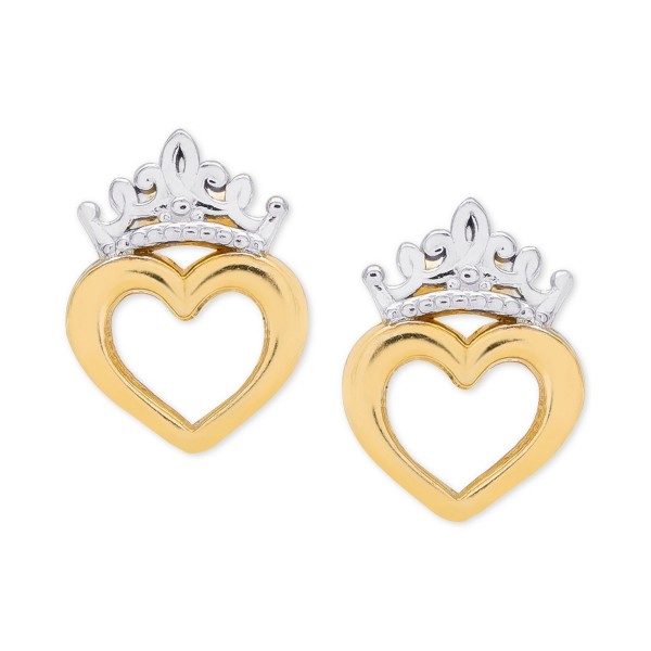 Children's Tiara Heart Stud Earrings in 14k Gold