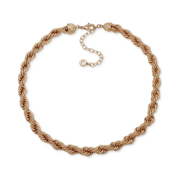 Gold-Tone Thick Rope Chain Collar Necklace, 16