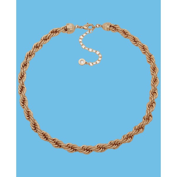 Gold-Tone Thick Rope Chain Collar Necklace, 16