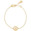 Gold-Tone Cubic Zirconia & Mother-of-Pearl Flower Link Bracelet